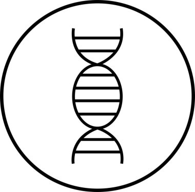 Saydam arka planda izole edilmiş basit bir modern görünüme sahip modaya uygun çizgi tasarımında DNA bilim sembolü. Doğrusal siyah vektör koleksiyonu. DNA Helix simgesi şablonu, DNA insan genetik sembolü.