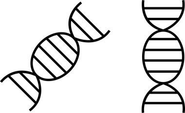 Transparan arka planda izole edilmiş basit bir modern görünüme sahip moda çizgi tasarımında DNA bilimi sembolü. Doğrusal siyah vektör koleksiyonu. DNA Helix simgesi şablonu, DNA insan genetik sembolü.