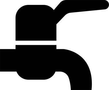 Musluk yassı simgesi. Banyo sembolü. Mutfak dolu vektör. Grafik ve web tasarımı için saydam arkaplan üzerinde basit, minimal Pictogram siyahı izole edildi. Yıkamak için su kullanmak..