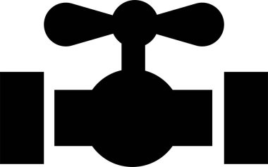 Musluk yassı simgesi. Banyo sembolü. Mutfak dolu vektör. Grafik ve web tasarımı için saydam arkaplan üzerinde basit, minimal Pictogram siyahı izole edildi. Yıkamak için su kullanmak..