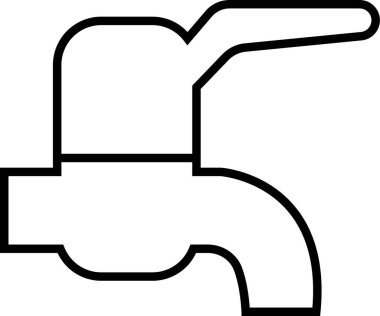 Musluk hattı simgesi. Banyo sembolü. Mutfak ana hatları vektörü. Grafik ve web tasarımı için saydam arkaplan üzerinde basit, minimal Pictogram siyahı izole edildi. Yıkamak için su kullanmak..