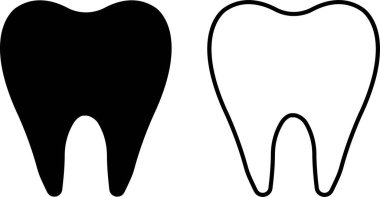 Azı dişleri için sağlıklı ikon seti. İnsan dişi silueti, tıbbi, dişsel logo koleksiyonu şeffaf arka planda izole edilmiş. Çizgi ya da düz siyah diş işareti, web sitesi ve cep telefonu sembolü