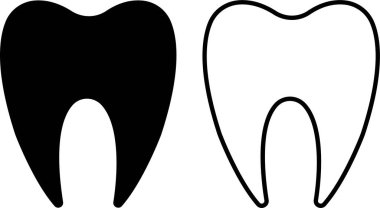 Azı dişleri için sağlıklı ikon seti. İnsan dişi silueti, tıbbi, dişsel logo koleksiyonu şeffaf arka planda izole edilmiş. Çizgi ya da düz siyah diş işareti, web sitesi ve cep telefonu sembolü