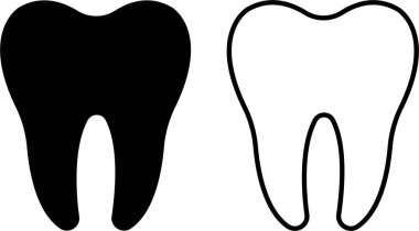 Azı dişleri için sağlıklı ikon seti. İnsan dişi silueti, tıbbi, dişsel logo koleksiyonu şeffaf arka planda izole edilmiş. Çizgi ya da düz siyah diş işareti, web sitesi ve cep telefonu sembolü