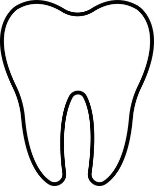 Azı dişleri için sağlıklı bir ikon. İnsan dişi silueti, tıbbi diş yapısı logosu şeffaf arka planda izole edilmiş. Siyah doğrusal parlak diş işareti, web sitesi ve mobil sembolü