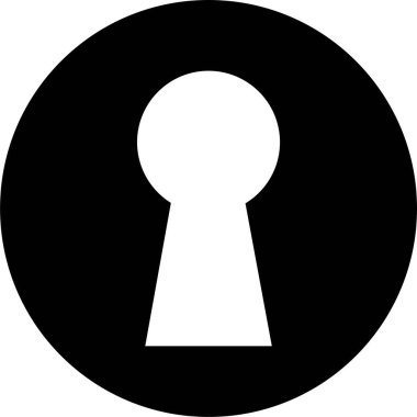 Şeffaf arkaplanda anahtar deliği simgesi izole edildi. Moda düz sanat tasarım vektörü. Uygulamalar ve web siteleri için umut veya başarının gizemli asma kilit silueti sembolü