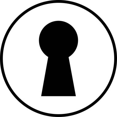 Şeffaf arkaplanda anahtar deliği simgesi izole edildi. Moda düz ve çizgi tasarım vektörü. Uygulamalar ve web siteleri için umut veya başarının gizemli asma kilit silueti sembolü