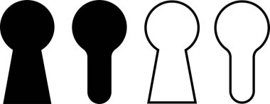 Anahtar deliği simgesi seti şeffaf arkaplanda izole edildi. Moda düz ve çizgi tasarım koleksiyonu vektörü. Uygulamalar ve web siteleri için umut veya başarının gizemli asma kilit silueti sembolü