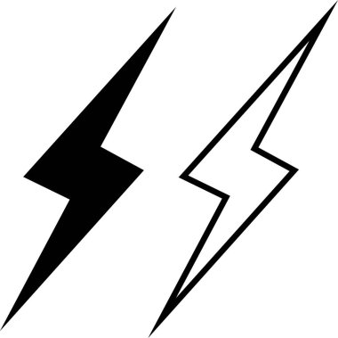 Yıldırım elektrik vektörü düz veya çizgi simgesi logo tasarım elementi. Enerji ve gök gürültüsü elektrik sembolü konsepti. Flash cıvata işareti koleksiyonu Saydam arkaplanda güç hızlı hızı izole