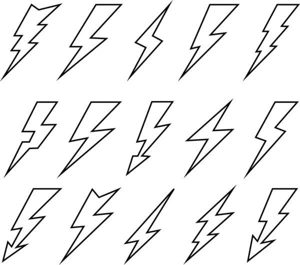 Şimşek elektrik güç vektör çizgisi simgesi logo tasarım elementi. Enerji ve gök gürültüsü elektrik sembolü konsepti. Flash cıvata işareti koleksiyonu Saydam arkaplanda güç hızlı hızı izole