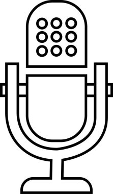 Mikrofon siyah ikonu. Değişken mikrofon hattı vektörü şeffaf arkaplanda izole edildi. Karaoke mikrofonu. Podcasting, müzik, ses, konuşma, radyo işareti veya web ve mobil için sembol