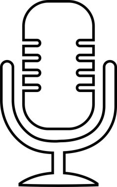 Mikrofon siyah ikonu. Değişken mikrofon hattı vektörü şeffaf arkaplanda izole edildi. Karaoke mikrofonu. Podcasting, müzik, ses, konuşma, radyo işareti veya web ve mobil için sembol