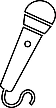 Mikrofon siyah ikonu. Değişken mikrofon hattı vektörü şeffaf arkaplanda izole edildi. Karaoke mikrofonu. Podcasting, müzik, ses, konuşma, radyo işareti veya web ve mobil için sembol