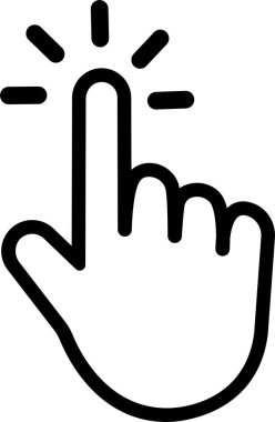 Bilgisayar faresi imleç siyah çizgi oku ve el simgesine tıklayın. Uygulamalar ve web siteleri için saydam arkaplan üzerinde izole edilmiş fare imleci modern, basit, bekleyen veya yükleyen vektör