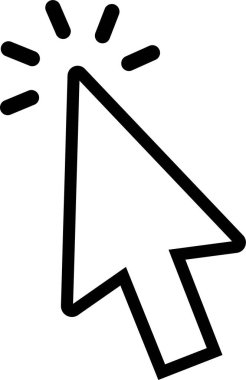 Bilgisayar faresi imleç siyah çizgi oku ve el simgesine tıklayın. Uygulamalar ve web siteleri için saydam arkaplan üzerinde izole edilmiş fare imleci modern, basit, bekleyen veya yükleyen vektör