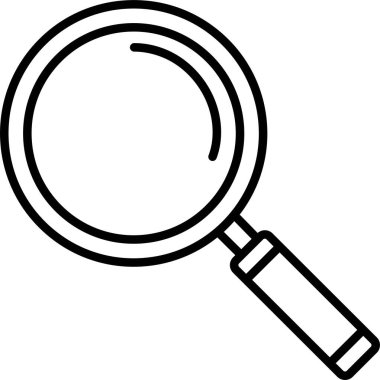 Arama simgesi. Araştırma bilgi kavramı için büyüteç siyah doğrusal vektör. Şeffaf arkaplan üzerinde izole edilmiş modayı büyüten cam simgesi veya silindir işareti.