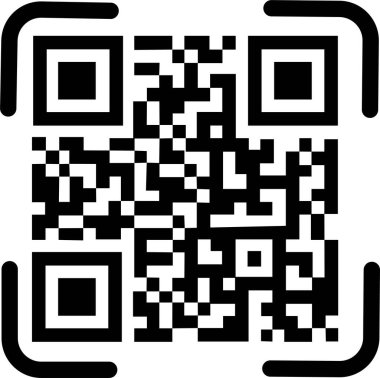 Şeffaf arkaplanda QR kod siyah simgesini tara. Akıllı telefon, ödeme ve mobil uygulama için dijital barkod taraması QR kod işareti. Düz veya çizgi vektörü. Telefon etiketi sembolümü tara.