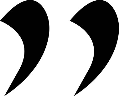 Tırnak işareti, siyah doldurulmuş simge tasarımı şeffaf arkaplanda izole edildi. Moda şablonu, konuşma işaretleri, ters virgüller veya konuşan işaretler, konuşma baloncuğu.