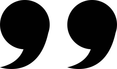 Tırnak işareti, siyah doldurulmuş simge tasarımı şeffaf arkaplanda izole edildi. Moda şablonu, konuşma işaretleri, ters virgüller veya konuşan işaretler, konuşma baloncuğu.