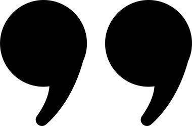 Tırnak işareti, siyah doldurulmuş simge tasarımı şeffaf arkaplanda izole edildi. Moda şablonu, konuşma işaretleri, ters virgüller veya konuşan işaretler, konuşma baloncuğu.