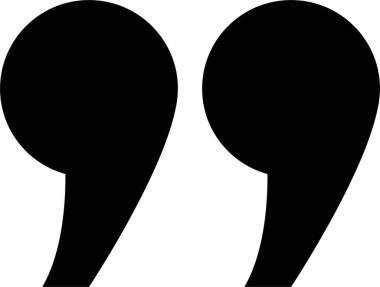 Tırnak işareti, siyah doldurulmuş simge tasarımı şeffaf arkaplanda izole edildi. Moda şablonu, konuşma işaretleri, ters virgüller veya konuşan işaretler, konuşma baloncuğu.