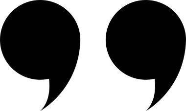 Tırnak işareti, siyah doldurulmuş simge tasarımı şeffaf arkaplanda izole edildi. Moda şablonu, konuşma işaretleri, ters virgüller veya konuşan işaretler, konuşma baloncuğu.