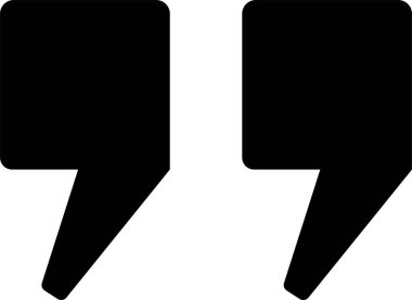 Tırnak işareti, siyah doldurulmuş simge tasarımı şeffaf arkaplanda izole edildi. Moda şablonu, konuşma işaretleri, ters virgüller veya konuşan işaretler, konuşma baloncuğu.