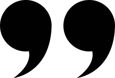 Tırnak işareti, siyah doldurulmuş simge tasarımı şeffaf arkaplanda izole edildi. Moda şablonu, konuşma işaretleri, ters virgüller veya konuşan işaretler, konuşma baloncuğu.