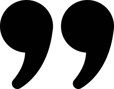 Tırnak işareti, siyah doldurulmuş simge tasarımı şeffaf arkaplanda izole edildi. Moda şablonu, konuşma işaretleri, ters virgüller veya konuşan işaretler, konuşma baloncuğu.