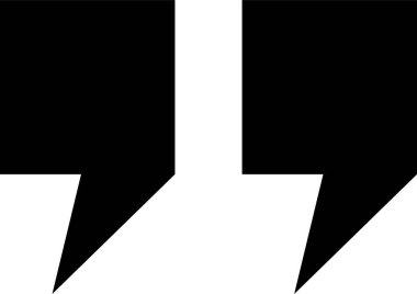 Tırnak işareti, siyah doldurulmuş simge tasarımı şeffaf arkaplanda izole edildi. Moda şablonu, konuşma işaretleri, ters virgüller veya konuşan işaretler, konuşma baloncuğu.