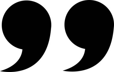 Tırnak işareti, siyah doldurulmuş simge tasarımı şeffaf arkaplanda izole edildi. Moda şablonu, konuşma işaretleri, ters virgüller veya konuşan işaretler, konuşma baloncuğu.