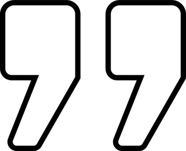 Alıntı işareti, şeffaf arkaplanda izole edilmiş siyah doğrusal simge işaret tasarımı. Moda şablonu, konuşma işaretleri, ters virgüller veya konuşan işaretler, konuşma baloncuğu.