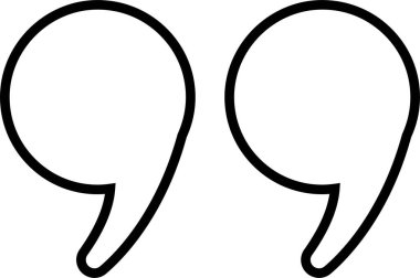 Alıntı işareti, şeffaf arkaplanda izole edilmiş siyah doğrusal simge işaret tasarımı. Moda şablonu, konuşma işaretleri, ters virgüller veya konuşan işaretler, konuşma baloncuğu.