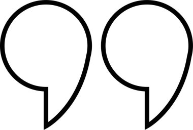 Alıntı işareti, şeffaf arkaplanda izole edilmiş siyah doğrusal simge işaret tasarımı. Moda şablonu, konuşma işaretleri, ters virgüller veya konuşan işaretler, konuşma baloncuğu.