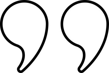 Alıntı işareti, şeffaf arkaplanda izole edilmiş siyah doğrusal simge işaret tasarımı. Moda şablonu, konuşma işaretleri, ters virgüller veya konuşan işaretler, konuşma baloncuğu.