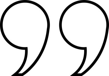 Alıntı işareti, şeffaf arkaplanda izole edilmiş siyah doğrusal simge işaret tasarımı. Moda şablonu, konuşma işaretleri, ters virgüller veya konuşan işaretler, konuşma baloncuğu.