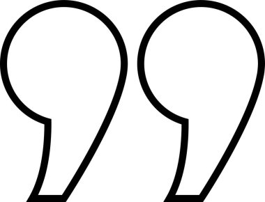 Alıntı işareti, şeffaf arkaplanda izole edilmiş siyah doğrusal simge işaret tasarımı. Moda şablonu, konuşma işaretleri, ters virgüller veya konuşan işaretler, konuşma baloncuğu.