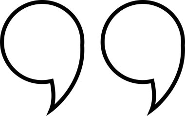 Alıntı işareti, şeffaf arkaplanda izole edilmiş siyah doğrusal simge işaret tasarımı. Moda şablonu, konuşma işaretleri, ters virgüller veya konuşan işaretler, konuşma baloncuğu.