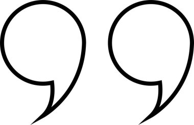 Alıntı işareti, şeffaf arkaplanda izole edilmiş siyah doğrusal simge işaret tasarımı. Moda şablonu, konuşma işaretleri, ters virgüller veya konuşan işaretler, konuşma baloncuğu.