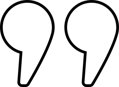 Alıntı işareti, şeffaf arkaplanda izole edilmiş siyah doğrusal simge işaret tasarımı. Moda şablonu, konuşma işaretleri, ters virgüller veya konuşan işaretler, konuşma baloncuğu.