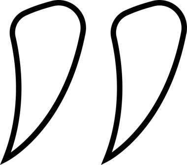 Alıntı işareti, şeffaf arkaplanda izole edilmiş siyah doğrusal simge işaret tasarımı. Moda şablonu, konuşma işaretleri, ters virgüller veya konuşan işaretler, konuşma baloncuğu.