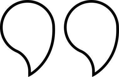 Alıntı işareti, şeffaf arkaplanda izole edilmiş siyah doğrusal simge işaret tasarımı. Moda şablonu, konuşma işaretleri, ters virgüller veya konuşan işaretler, konuşma baloncuğu.