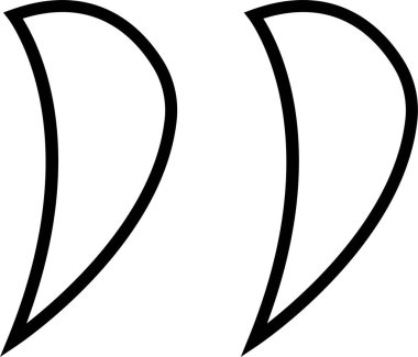 Alıntı işareti, şeffaf arkaplanda izole edilmiş siyah doğrusal simge işaret tasarımı. Moda şablonu, konuşma işaretleri, ters virgüller veya konuşan işaretler, konuşma baloncuğu.