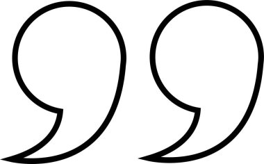 Alıntı işareti, şeffaf arkaplanda izole edilmiş siyah doğrusal simge işaret tasarımı. Moda şablonu, konuşma işaretleri, ters virgüller veya konuşan işaretler, konuşma baloncuğu.