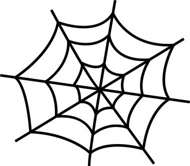 Simetrik örümcek ağı simgesi. Geometrik cadılar bayramı rozeti. Asgari ürkütücü etiket. Hediye paketi, ev dekorasyonu ve tekstil ürünleri. Şeffaf arkaplanda izole edilmiş sosyal medya ana hatları ögesi.