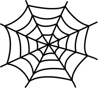 Simetrik örümcek ağı simgesi. Geometrik cadılar bayramı rozeti. Asgari ürkütücü etiket. Hediye paketi, ev dekorasyonu ve tekstil ürünleri. Şeffaf arkaplanda izole edilmiş sosyal medya ana hatları ögesi.