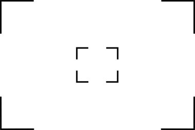 Kamera görüntüleyicisi ana hatlı vektör şablonu üçüncüsünün ekran odaklanması resim kapama odak çerçevesi ızgarasına neden oldu. Hedef siyah çizgi simgesi logo ağı ve uygulama için saydam arkaplan izole edildi,