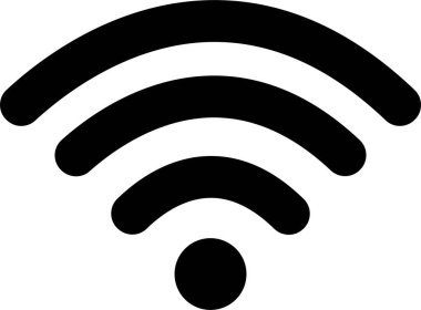 Kablosuz kablosuz kablosuz kablosuz Wi-Fi bağlantısı ile ilgili simgeleri ve simgeleri gösteren siyah vektörler ve ağ veya uygulama için uzak internet erişimini sağlayan bir internet bağlantısı