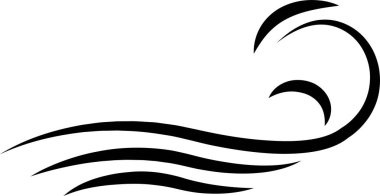 Deniz dalgası ikonu. Su logosu, vektör modayla okyanus sembolü. Çeşitli dalgalar su gölü nehir siyah doğrusal simge tasarımı web sitesi ve mobil uygulama için şeffaf arkaplan kullanımı izole.