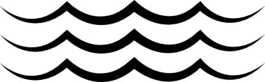 Deniz dalgası ikonu. Su logosu, vektör modayla okyanus sembolü. Çeşitli dalgalar su gölü nehir siyah doğrusal simge tasarımı web sitesi ve mobil uygulama için şeffaf arkaplan kullanımı izole.